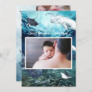 Introducing   Ocean Baby Birth Announcement