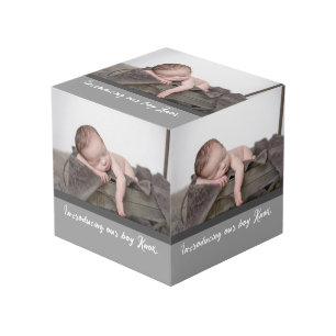 Introducing our boy, Name Baby Photo Cube