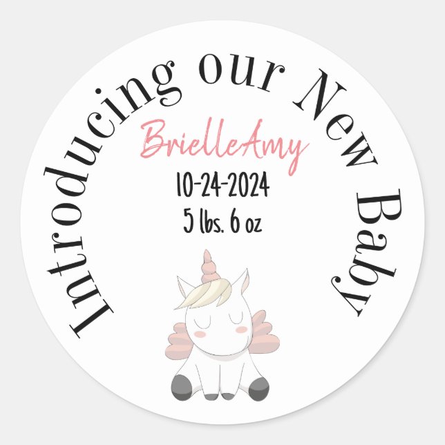 Introducing our New Baby Girl envelope seal (Front)