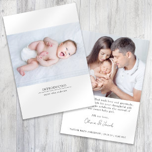 Introducing Photo Birth Stats New Baby Thank You Card