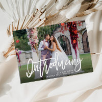 INTRODUCING | rustic script wedding Announcement