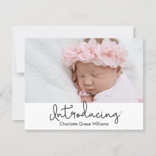 Introducing Script Baby Photo Heart Invitation