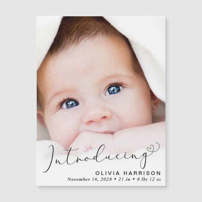 Introducing Script Photo Birth Announcement (Front)