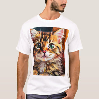 "Introducing the Whimsical Whiskers Cat Print Coll T-Shirt