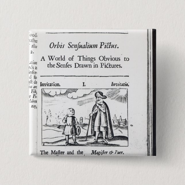 Introduction to 'Orbis Sensualium Pictus' 2 Inch Square Button (Front)