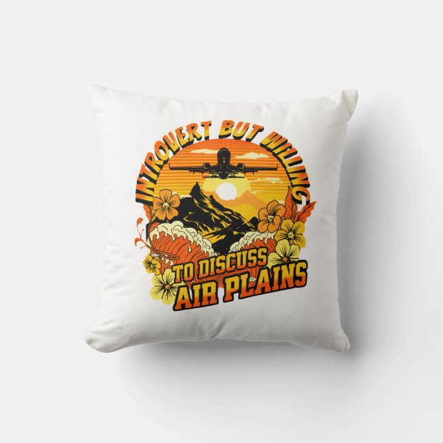 Introvert Airplane Love Design Throw Pillow (Front)