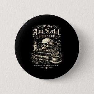 Introvert book club funny bookworms social 2 inch round button