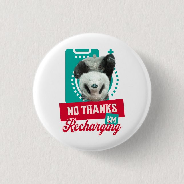 Introvert Burnout Panda Social Battery Design 1 Inch Round Button (Front)