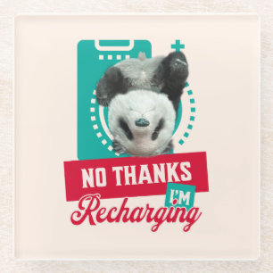 Introvert Burnout Panda Social Battery Design Glass Coaster