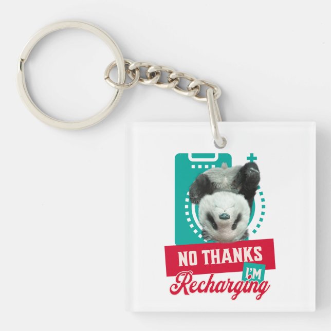 Introvert Burnout Panda Social Battery Design Keychain (Front)
