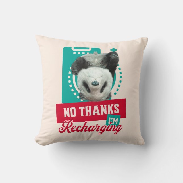 Introvert Burnout Panda Social Battery Design Throw Pillow (Front)