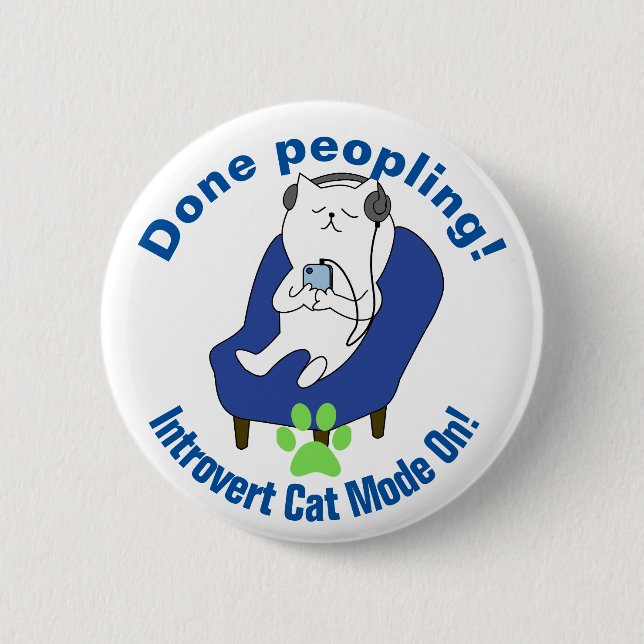 Introvert Cat 2 Inch Round Button (Front)