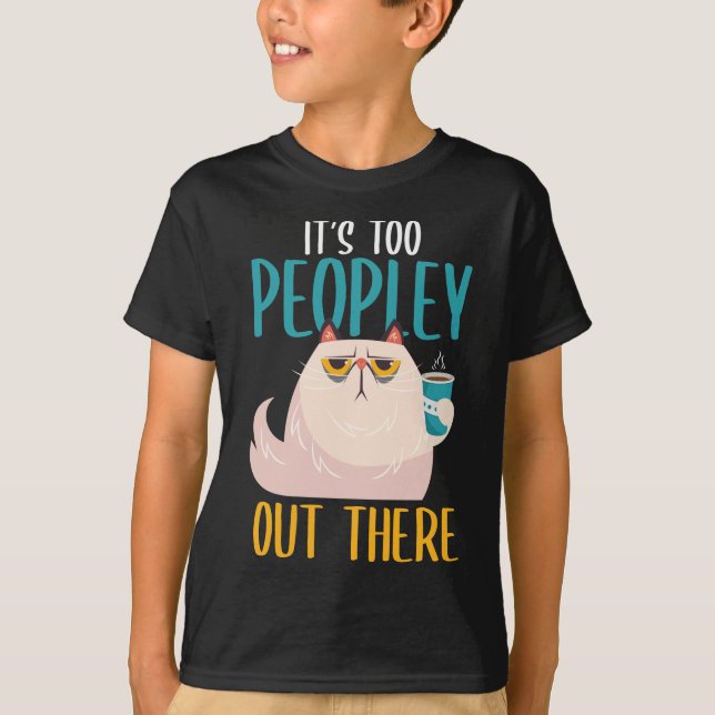 Introvert Cat Funny introverted Coffee drinker T-Shirt (Front)