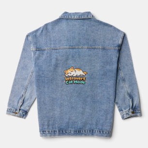 Introvert Cat Mode Funny  Denim Jacket