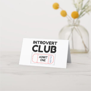 Introvert Club Admit One Ticket Funny Place Card