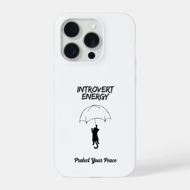 Introvert Energy – Editable Quote Cat iPhone Case (Back)