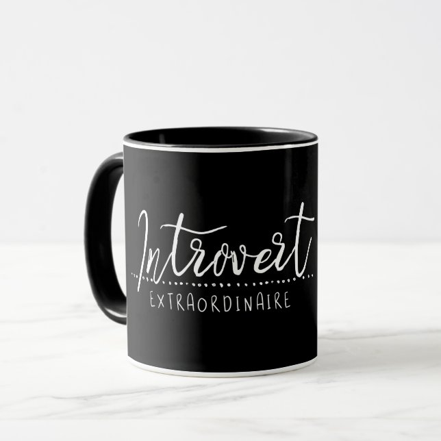 Introvert Extraordinaire Typography Mug (Front Left)