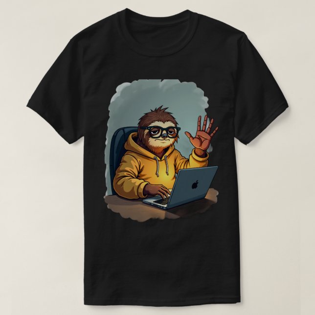 Introvert Feed Refresh Avoidance Grumpy Sloth Soci T-Shirt (Design Front)