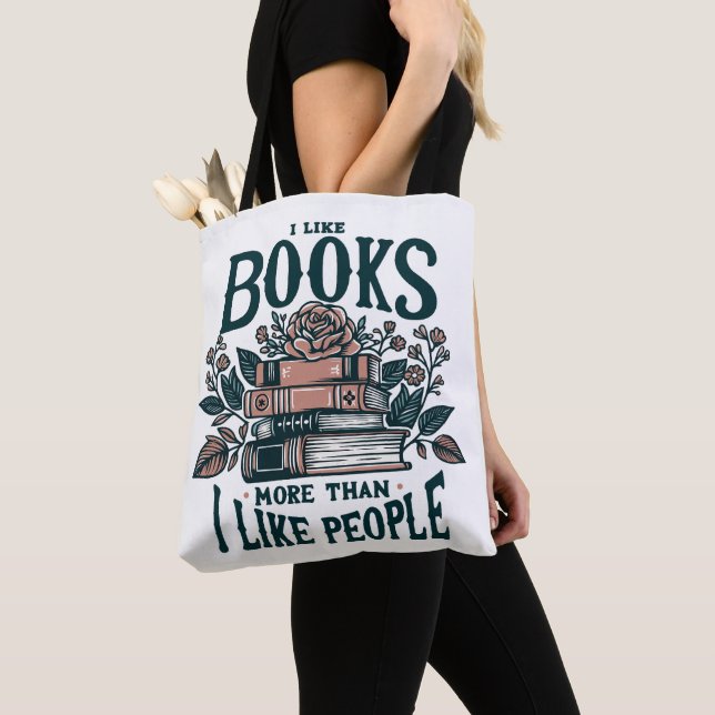 Introvert I Like Books Tote Bag (Close Up)