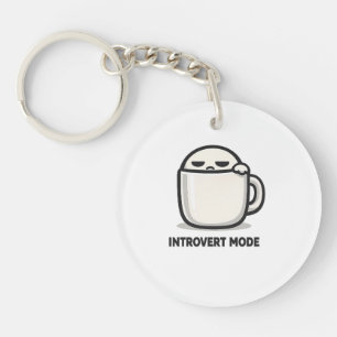 Introvert Mode On - Cute Tired Character Coffee Mu Keychain