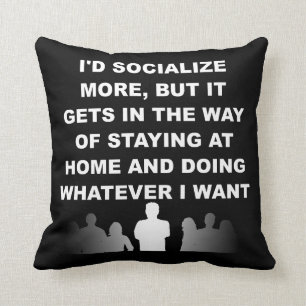 Introvert Pillow Reversible Funny Throw Cushion