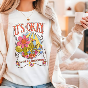 Introvert Retro Flowers Funny Script Typography Tri-Blend Shirt