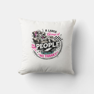 Introvert Skeleton Relaxing With Coffee No Thanks Throw Pillow