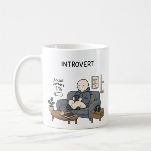 Introvert Social Battery 1% Funny Introvert Meme Coffee Mug