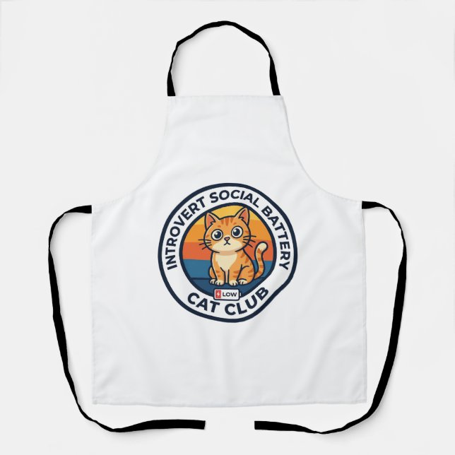 Introvert Social Battery Cat Cute Kitty Design - I Apron (Front)