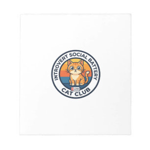 Introvert Social Battery Cat Cute Kitty Design - I Notepad