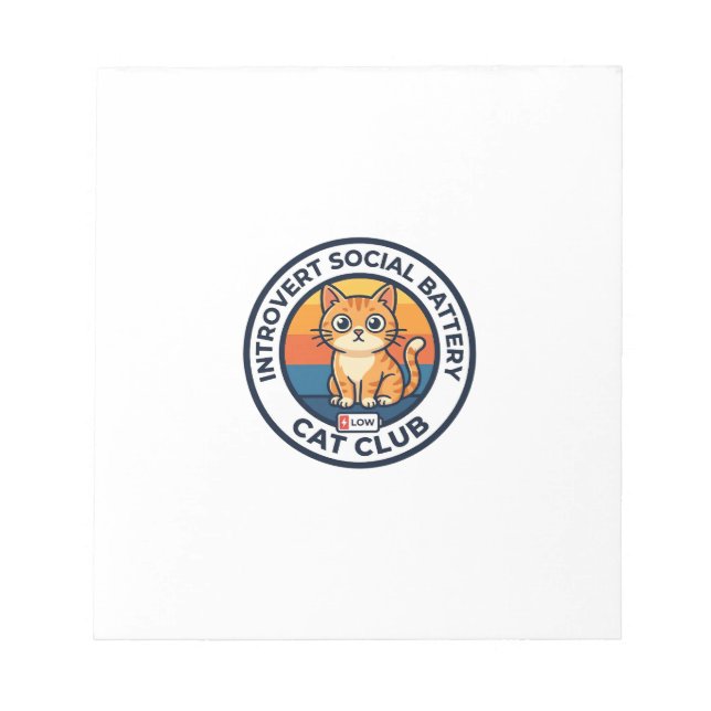 Introvert Social Battery Cat Cute Kitty Design - I Notepad (Front)