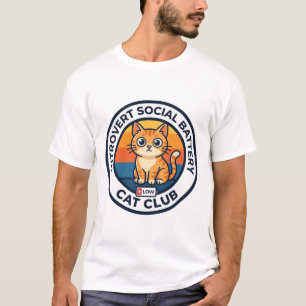 Introvert Social Battery Cat Cute Kitty Design - I T-Shirt