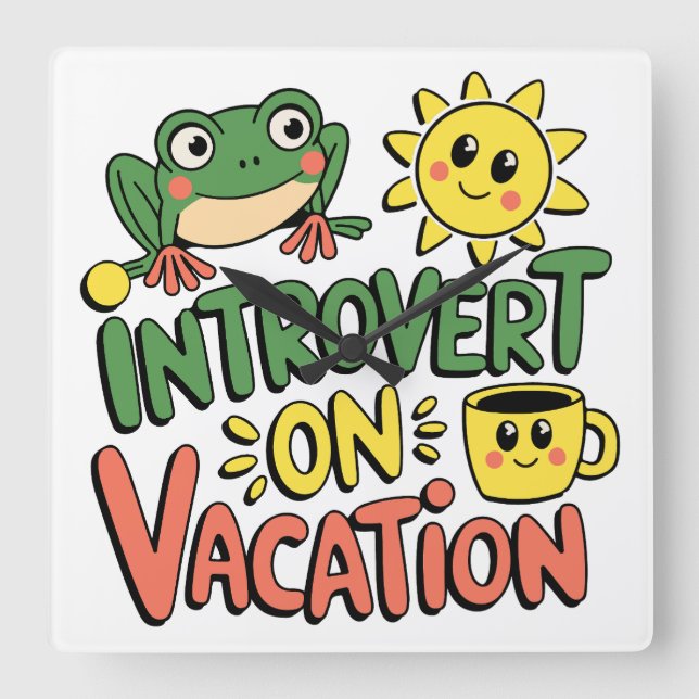 Introvert Sunshine Break Square Wall Clock (Front)