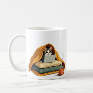 Introvert Survival Mode Cat Blanket Fort Sticker Coffee Mug