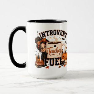 Introvert Teacher Fuel Black Halloween Mug