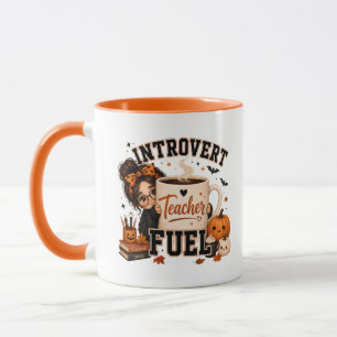Introvert Teacher Fuel Orange Halloween Mug