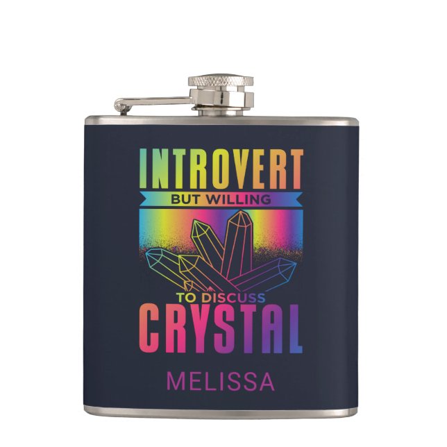 Introvert Willing to Discuss Crystal Personalized Hip Flask (Front)