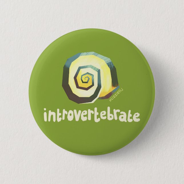Introvertebrate snail badge 2 inch round button (Front)