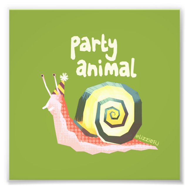 Introvertebrates green party snail small art print (Front)