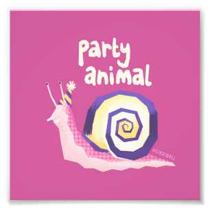 Introvertebrates pink party snail small art print