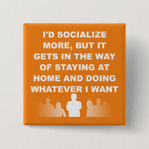 Introverti Reste À La Maison Drôle Bouton Badge Ép