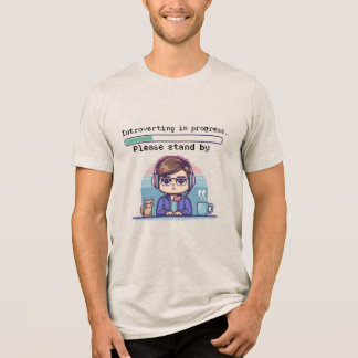 Introverting in Progress – Funny Retro Pixel Tri-Blend Shirt