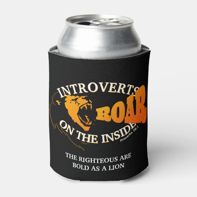 INTROVERTS ROAR ON THE INSIDE Introverted Classic  Can Cooler (Can Front)