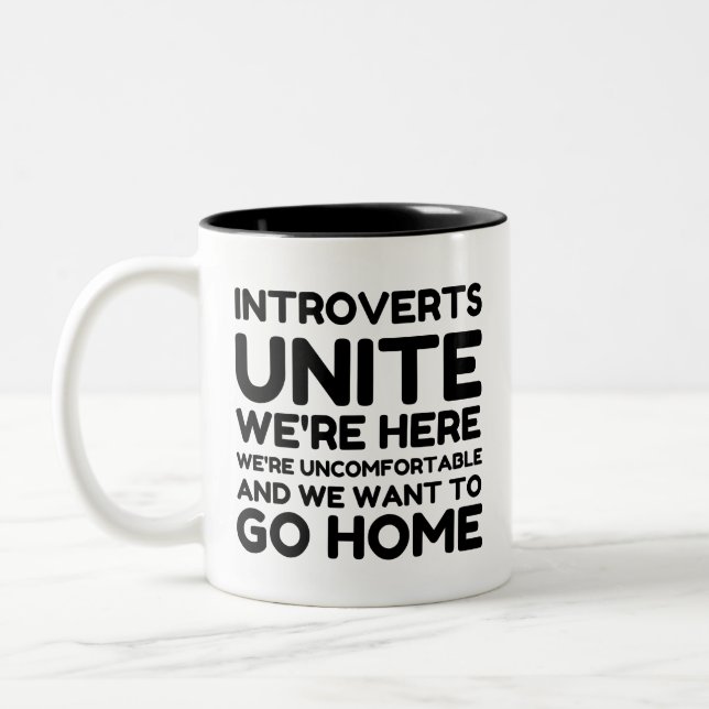 Introverts Unite Two-Tone Coffee Mug (Left)