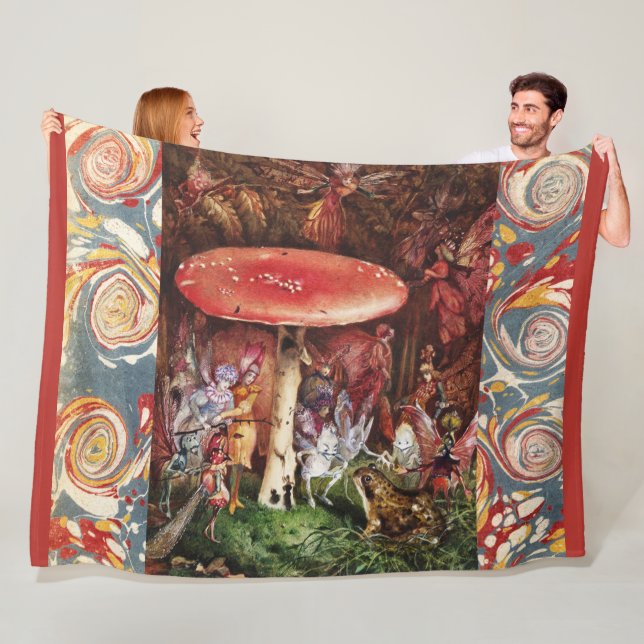 INTRUDER Frog and Fairies Under Red Mushroom Magic Fleece Blanket (In Situ)