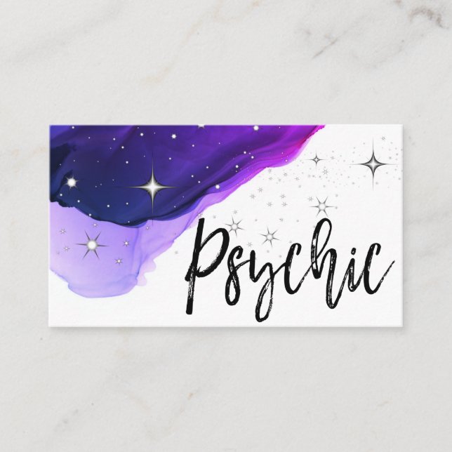 *~* Intuitive Psychic Medium Watercolor Purple Business Card (Front)