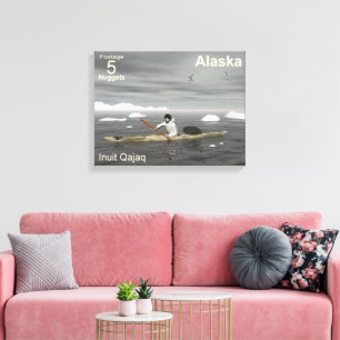 Inuit Kayak - Alaska Postage Canvas Print