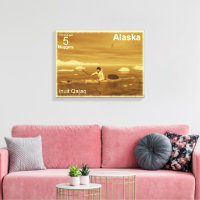 Inuit Kayak - Sepia - Alaska Postage