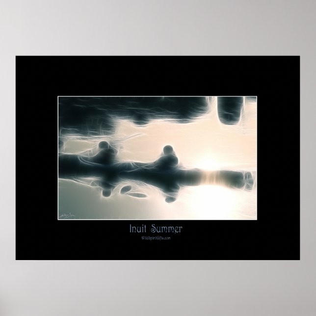 INUIT SUMMER  Eskimo Kayaking Art Poster (Front)