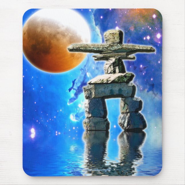Inukshuk Moon & Space Fantasy Art Mousepad (Front)